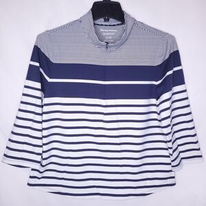 Tommy Bahama Top Womens XL Striped Navy, White Aubrey Sydney Islandzone 1/4 Zip